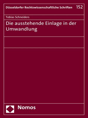 cover image of Die ausstehende Einlage in der Umwandlung